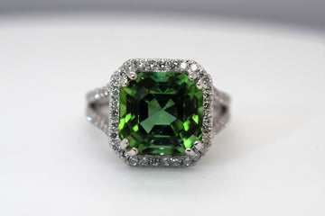Green Tourmaline & Diamond Ring